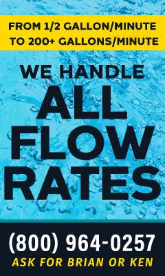 Serviced Deionized  water flow rates ad
